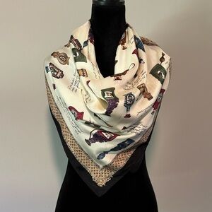 ECHO vintage silk scarf with French perfume bottles